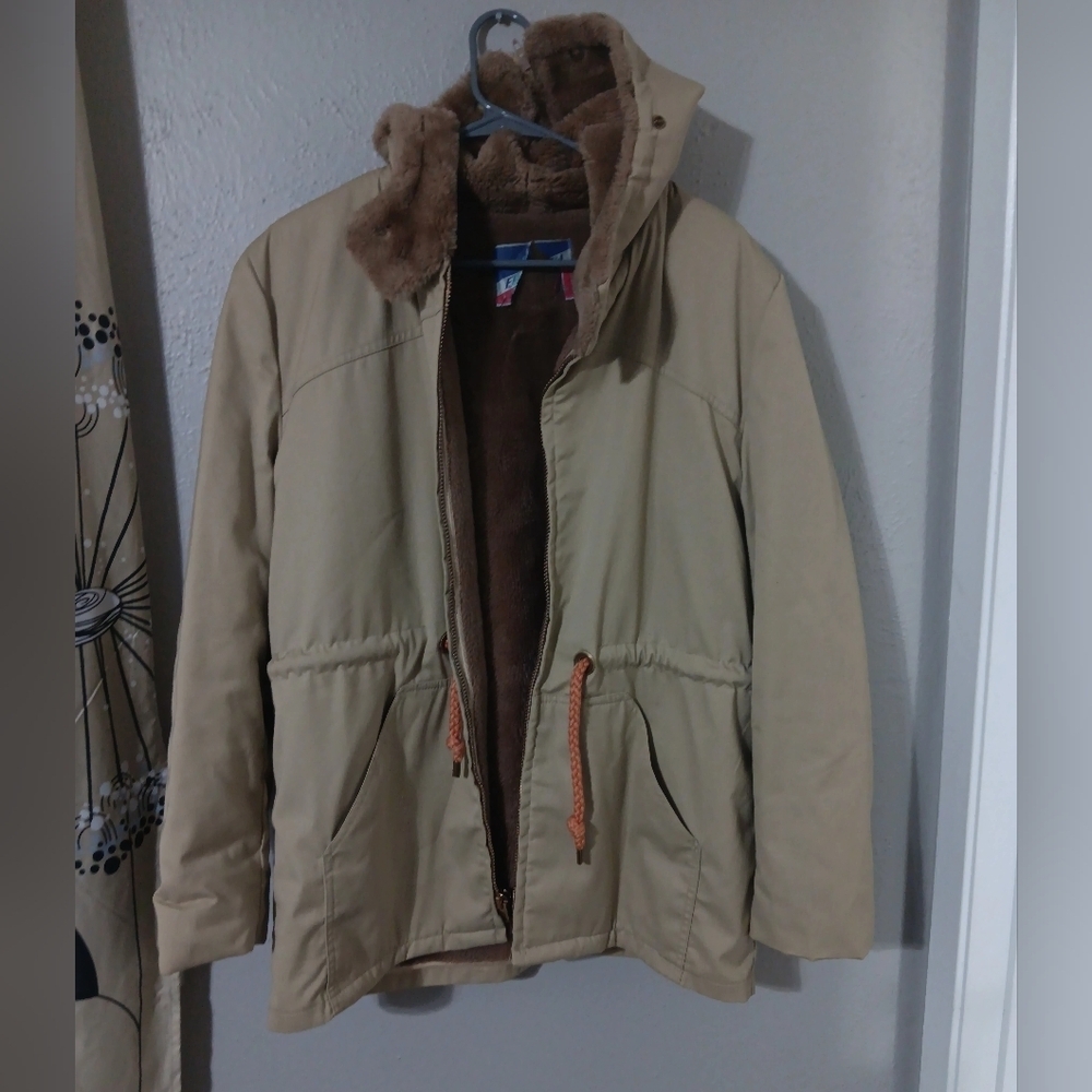 Vintage Talon Jacket,Men's Tan Hooded Jacket